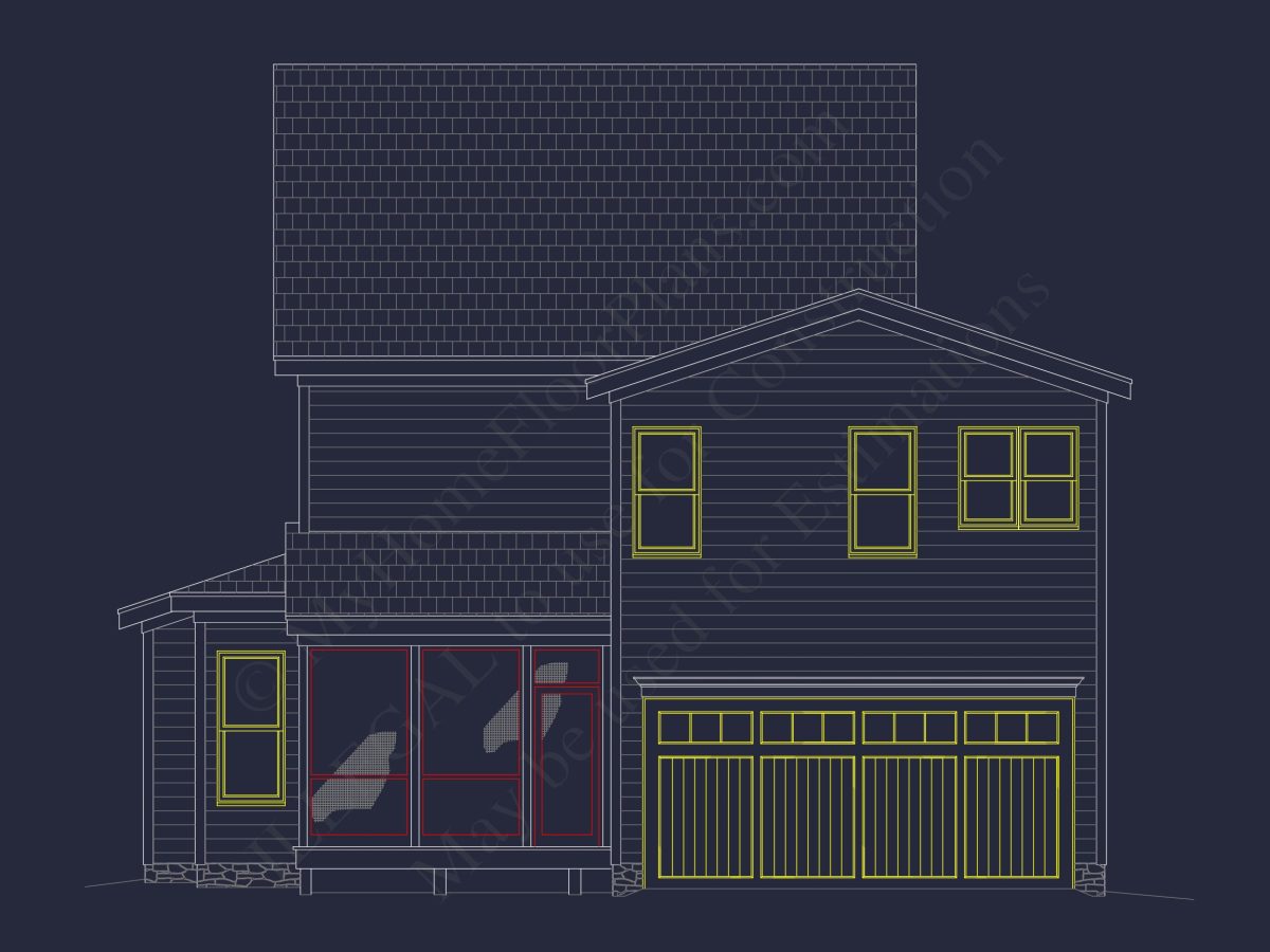 Modern 2-Story house Plan with 4 Bedrooms, CAD Floor Blueprint