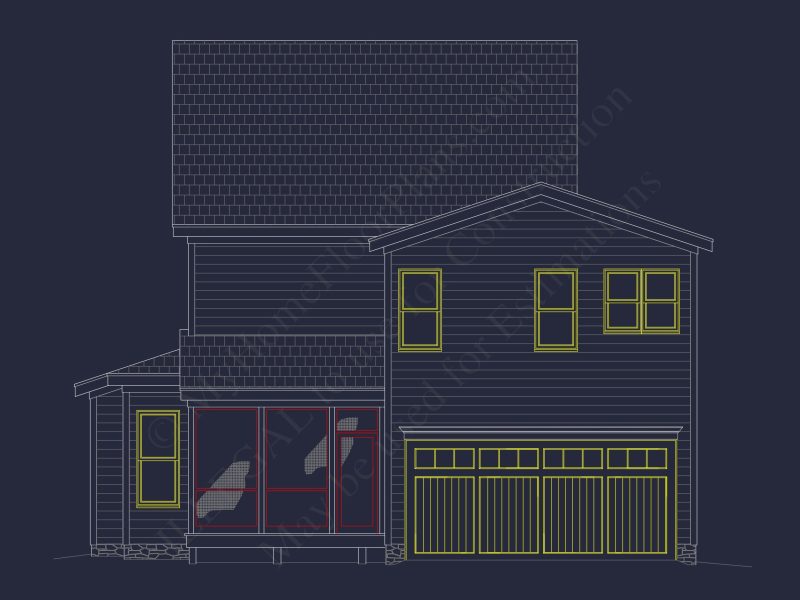 Modern 2-Story house Plan with 4 Bedrooms, CAD Floor Blueprint
