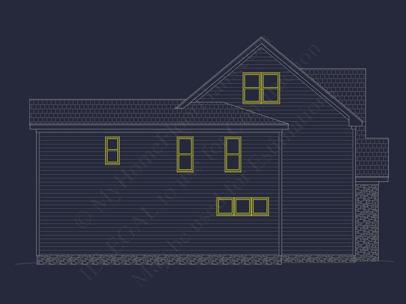 Modern 2-Story house Plan with 4 Bedrooms, CAD Floor Blueprint