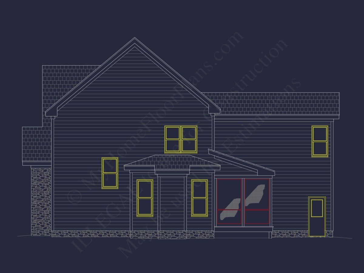 Modern 2-Story house Plan with 4 Bedrooms, CAD Floor Blueprint