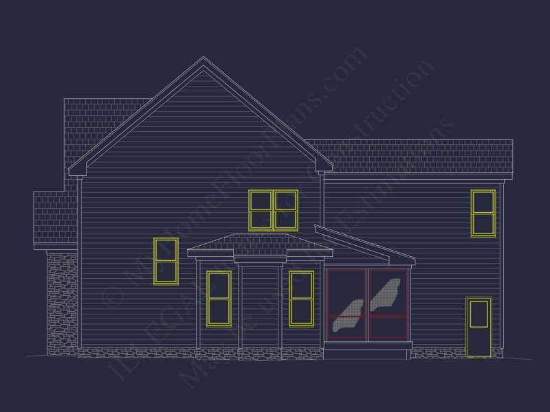 Modern 2-Story house Plan with 4 Bedrooms, CAD Floor Blueprint