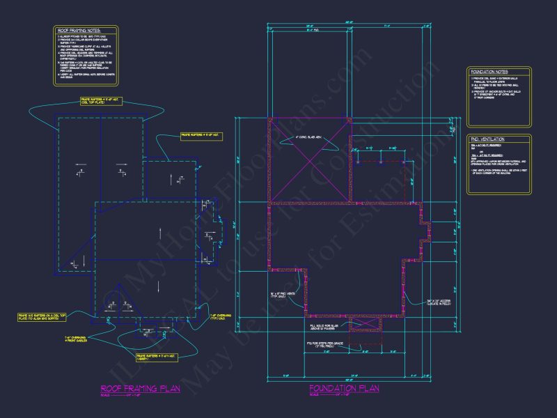 Modern 2-Story house Plan with 4 Bedrooms, CAD Floor Blueprint