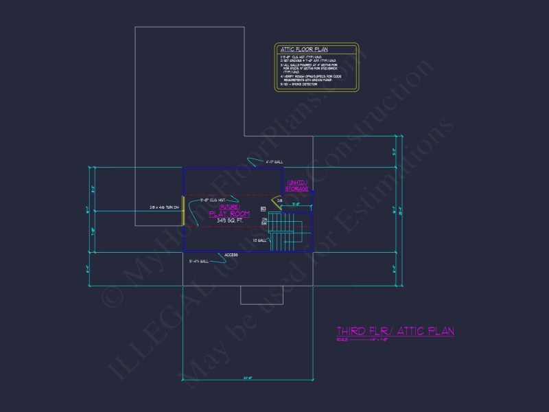 Modern 2-Story house Plan with 4 Bedrooms, CAD Floor Blueprint