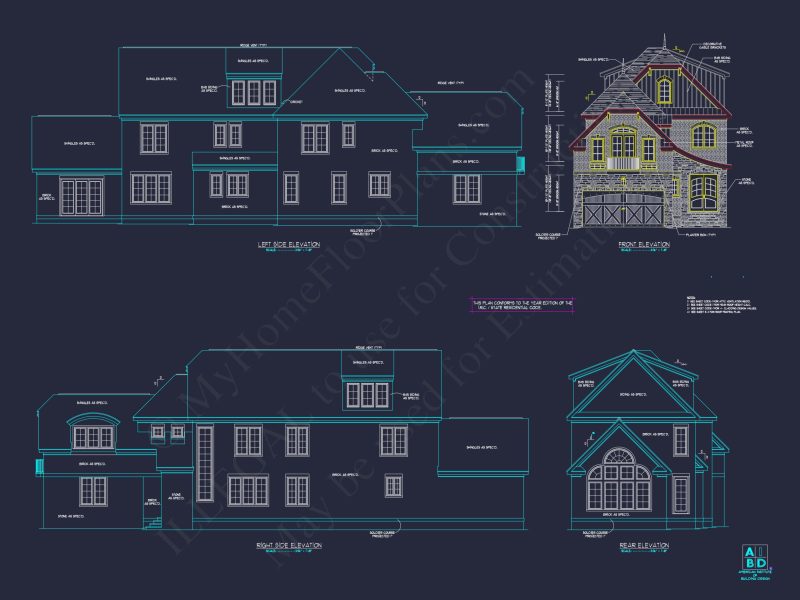 Modern 2-Story house Plan with CAD Blueprint and Unique Designs