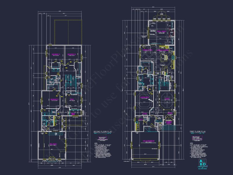 Modern 2-Story house Plan with CAD Blueprint and Unique Designs