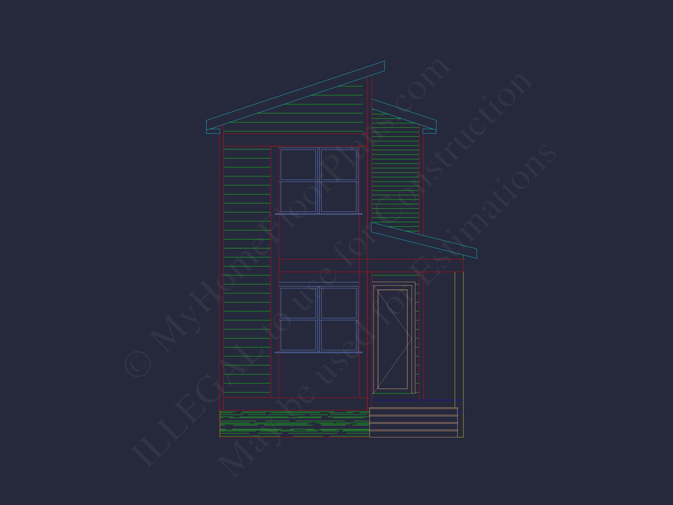 Modern 2-Story Home Plan with Open Floor Design and CAD Blueprint