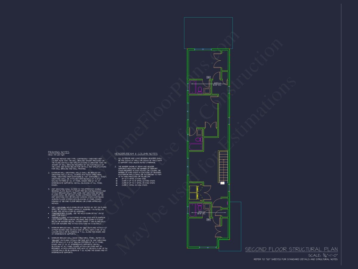 Modern 2-Story house Plan with Open Floor Design and CAD Blueprint