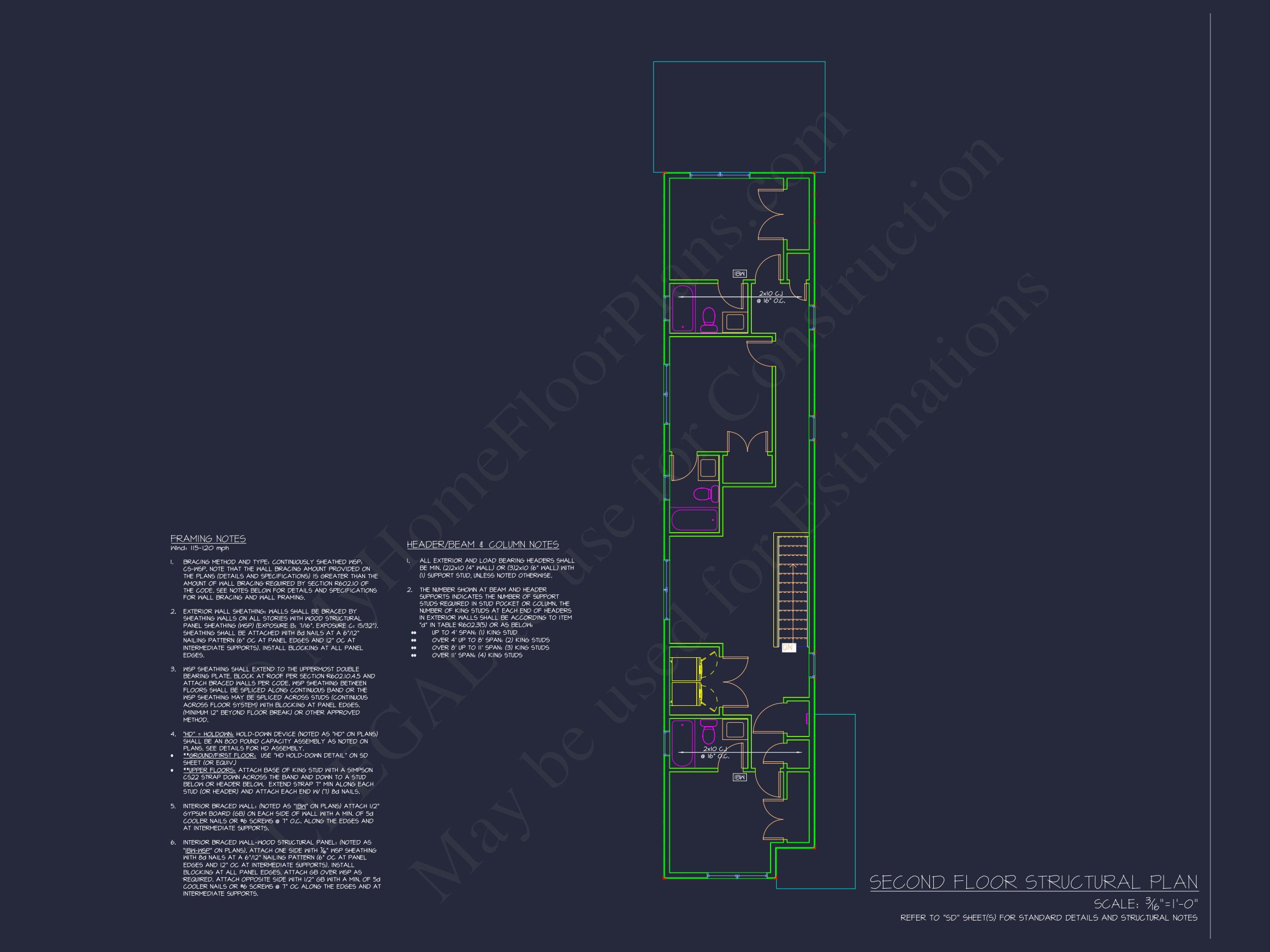 Modern 2-Story Home Plan with Open Floor Design and CAD Blueprint