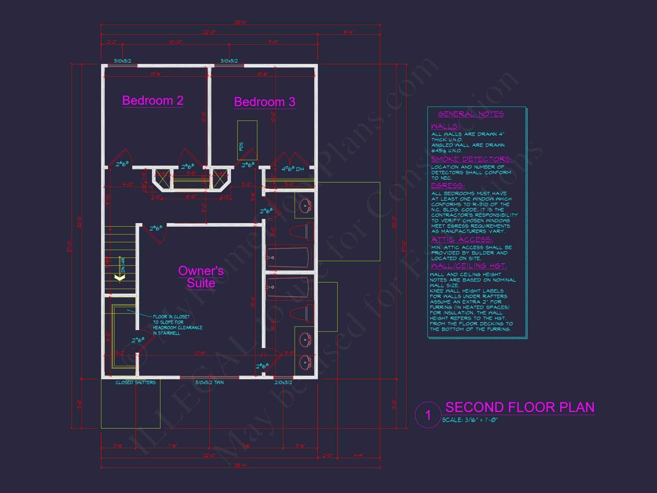 Modern 2-Story house Plan with Open Floor Plan - 3 Beds,2 Baths,& Garage