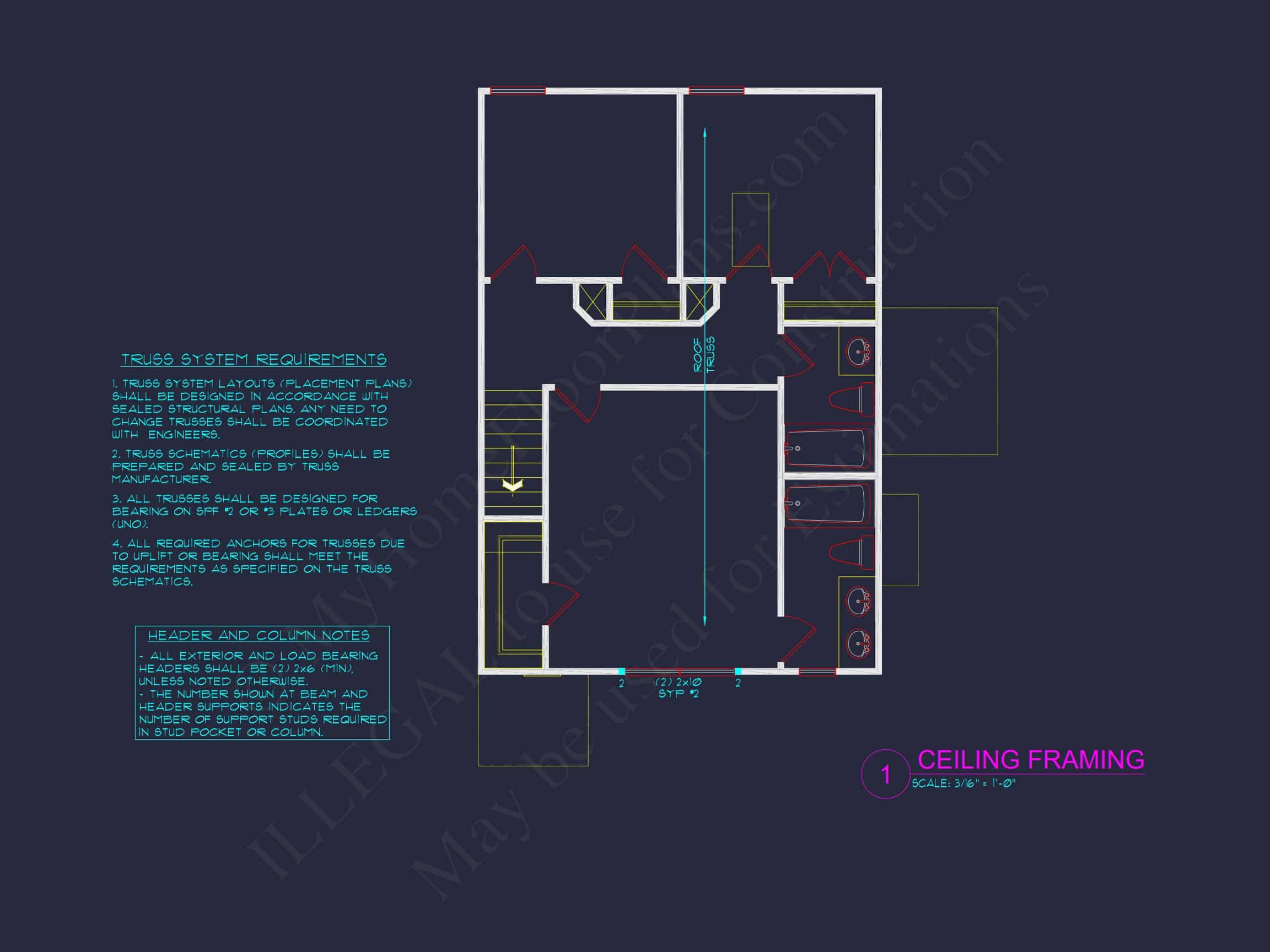 Modern 2-Story house Plan with Open Floor Plan - 3 Beds,2 Baths,& Garage