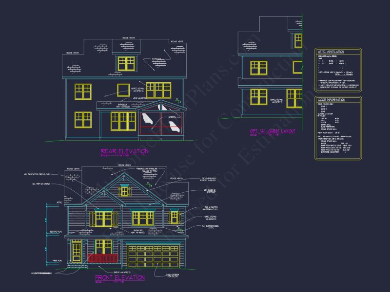 Modern 2.5 Story house Plan with CAD Blueprint Designs