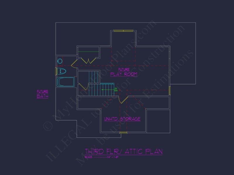 Modern 2.5 Story house Plan with CAD Blueprint Designs