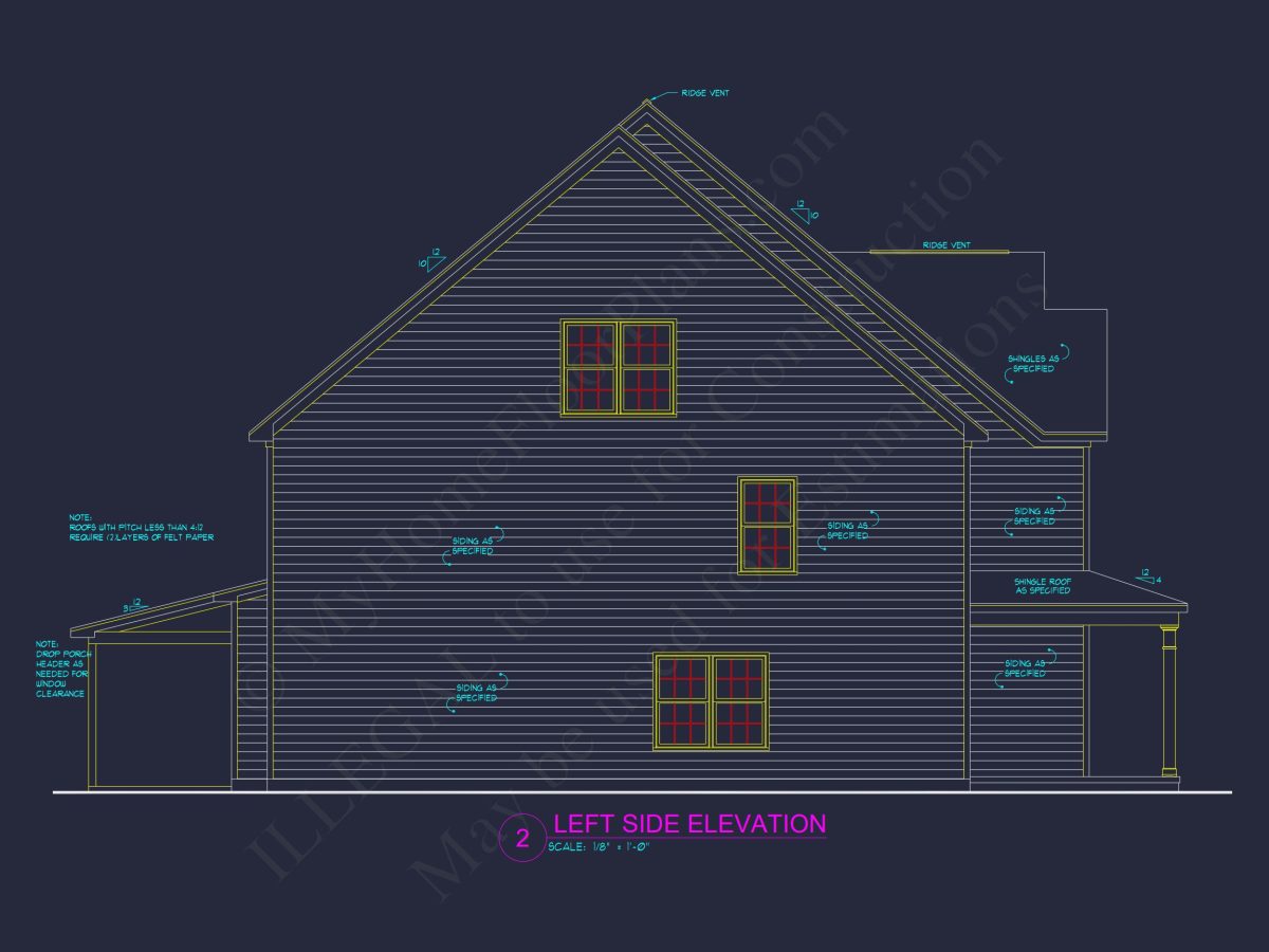 Modern 2.5-Story house Plan with Open Floor Designs and CAD Blueprint