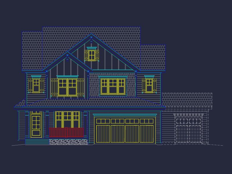 Modern 3-Story Craftsman house Plan with CAD Blueprints