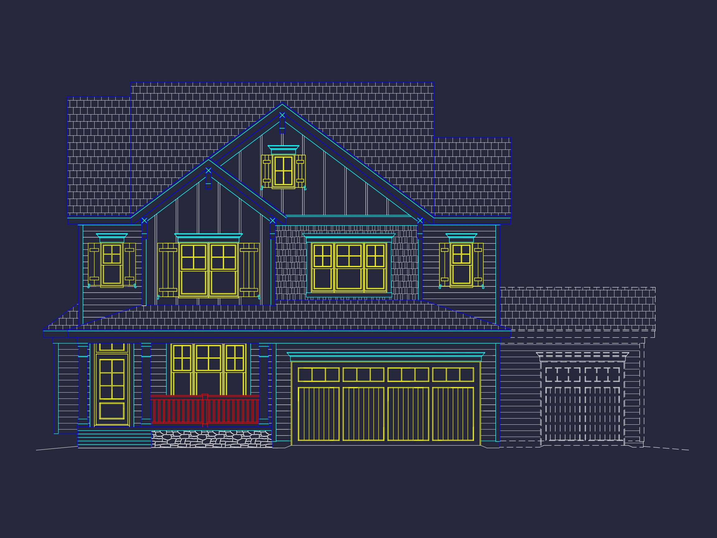 Modern 3-Story Craftsman house Plan with CAD Blueprints