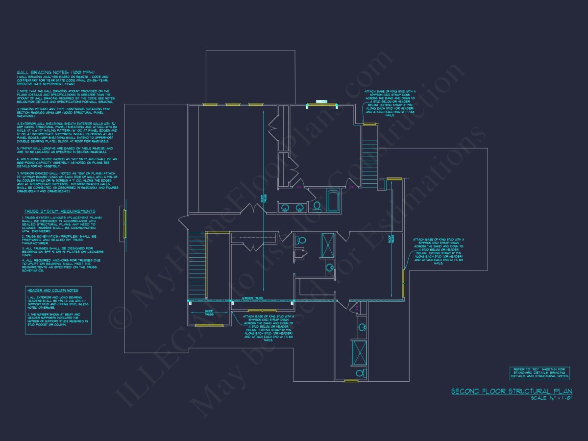 Modern 3-Story Floor Plan With CAD Architectural Designs