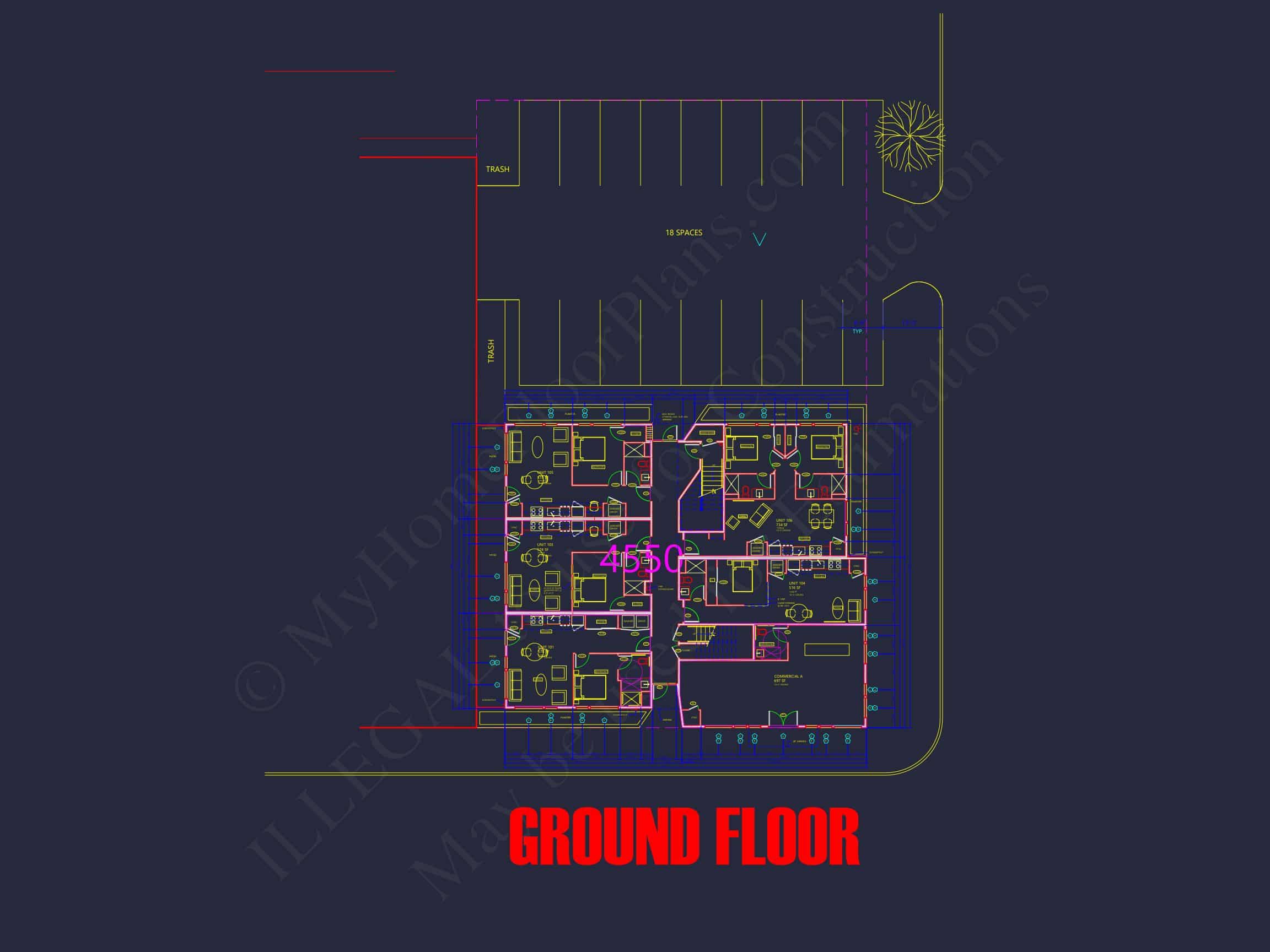 Modern Apartment Complex Floor Plan with CAD Designs