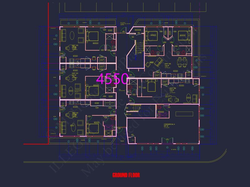 Modern Apartment Complex Floor Plan with CAD Designs