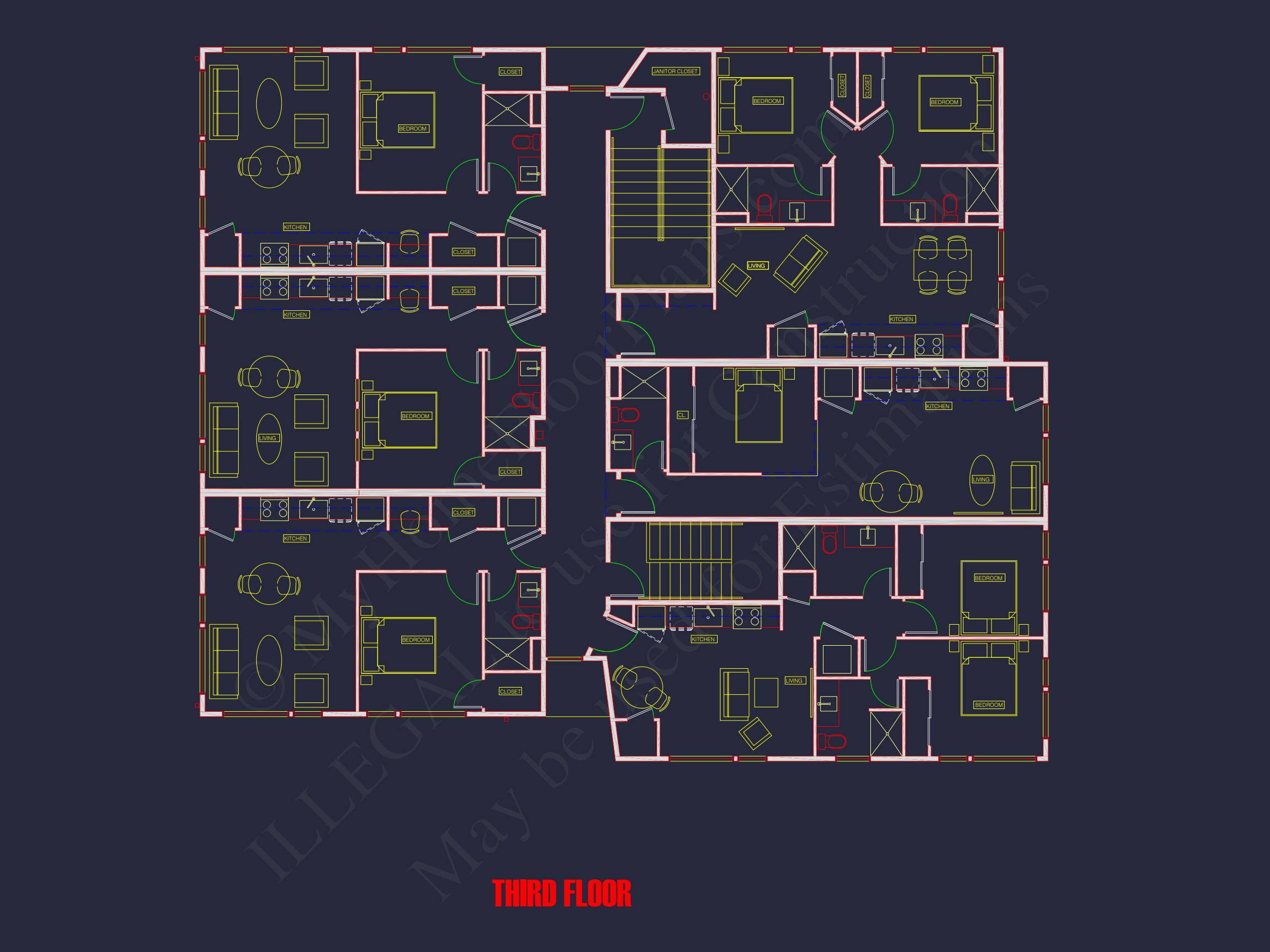 Modern Apartment Complex Floor Plan with CAD Designs