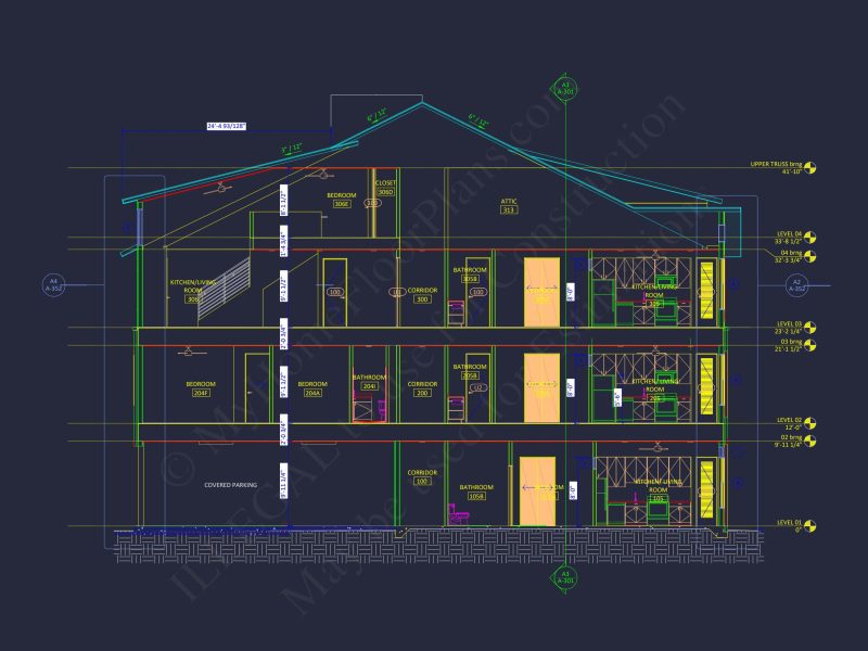 Modern Apartment Complex house Plan with Architectural Blueprints