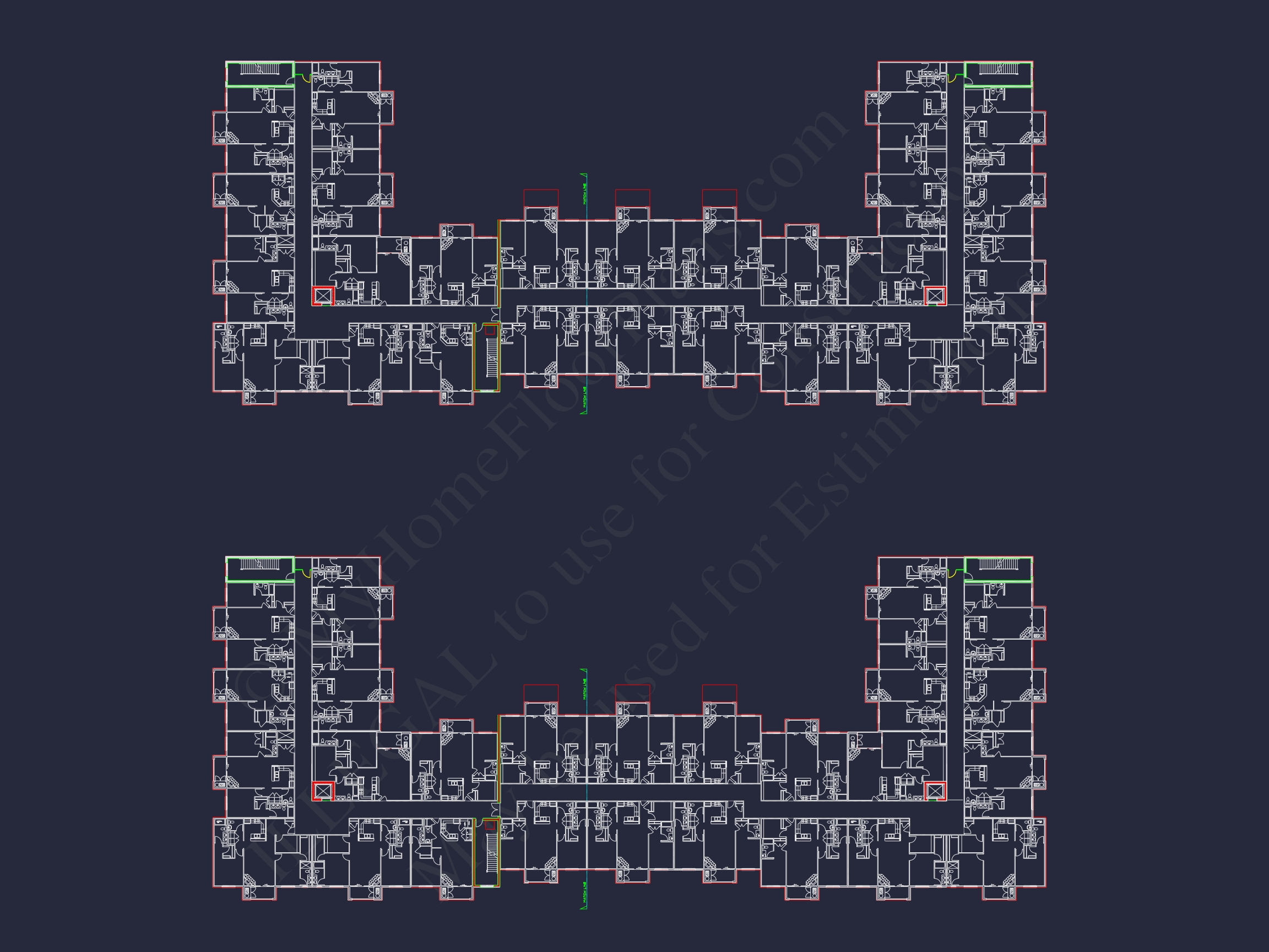 Modern Apartment Complex Home Plan with Detailed Designs