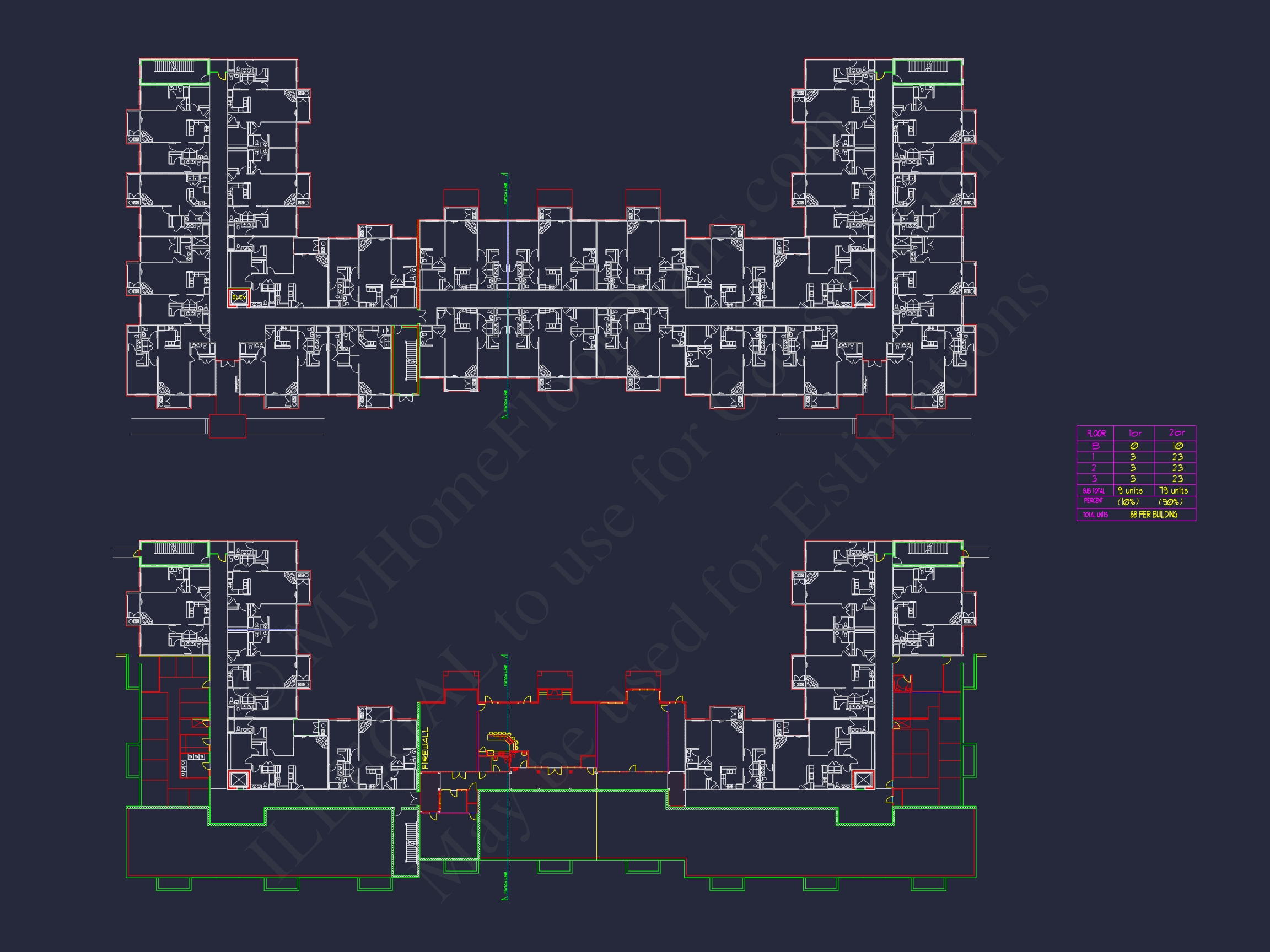 Modern Apartment Complex Home Plan with Detailed Designs