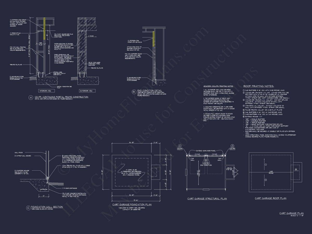 Modern Beach house Blueprint with 2 Floors & Golf Cart Garage