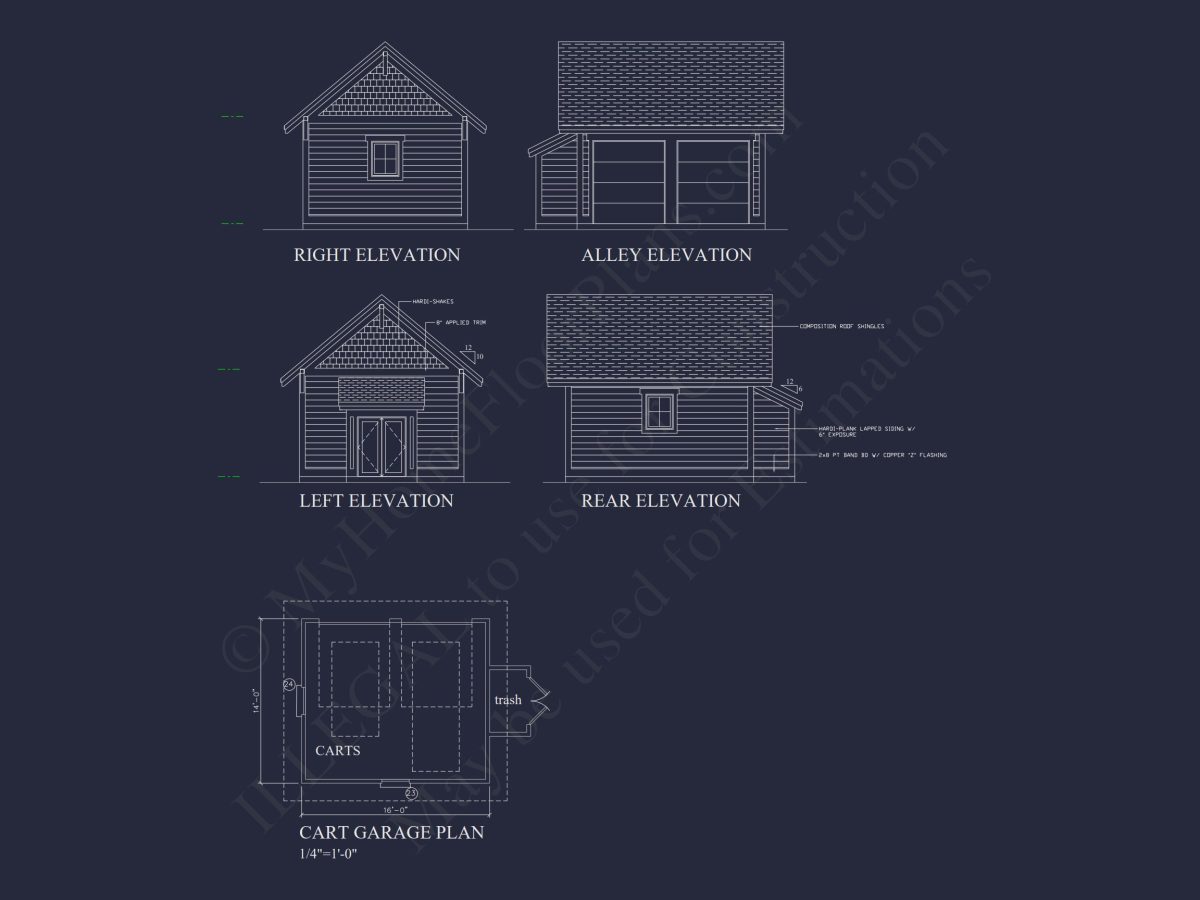 Modern Beach house Blueprint with 2 Floors & Golf Cart Garage