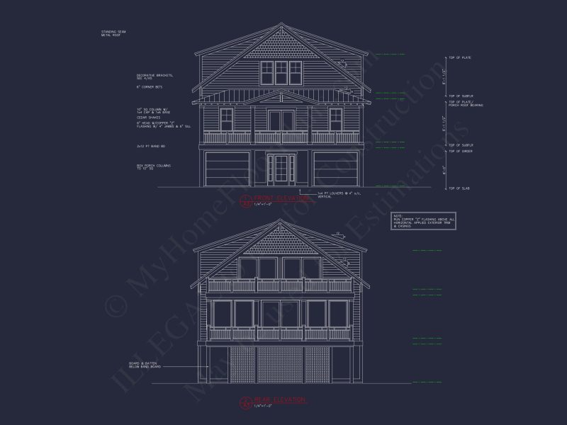 Modern Beach house CAD Plan with Coastal Architecture Options
