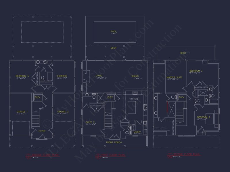Modern Beach house CAD Plan with Coastal Architecture Options