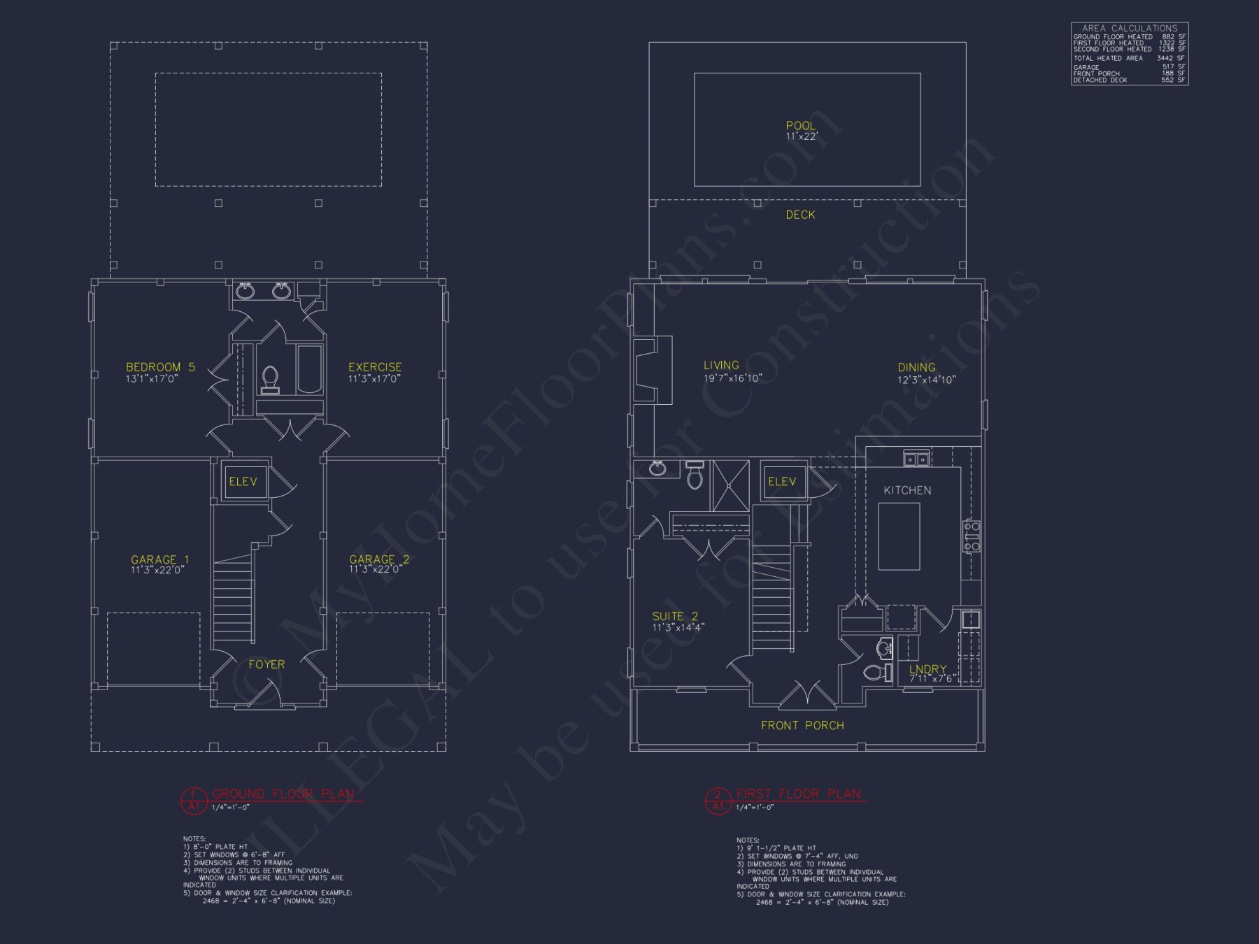 Modern Beach house CAD Plan with Coastal Architecture Options