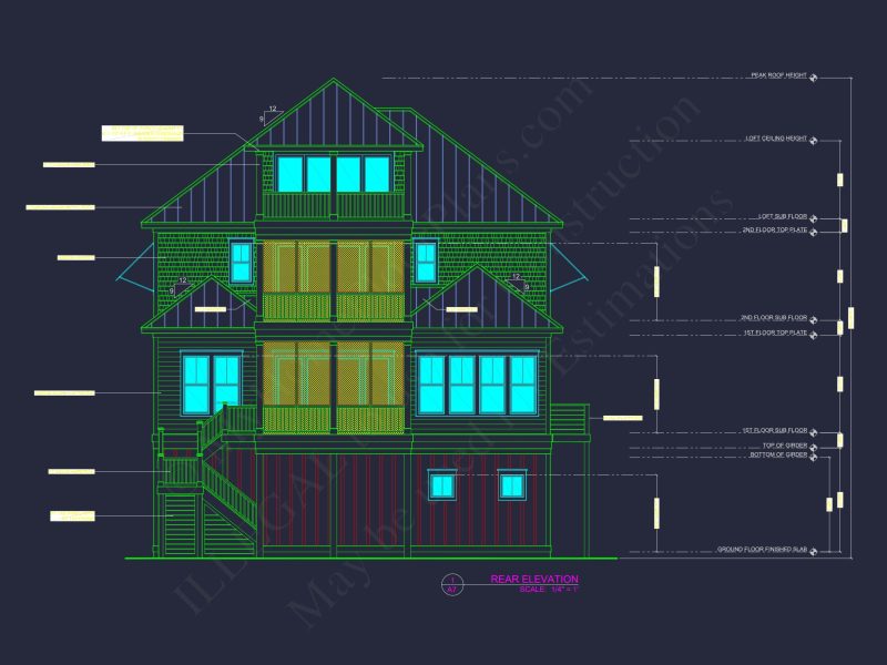 Modern Beach house Floor Plan with CAD Architecture Designs