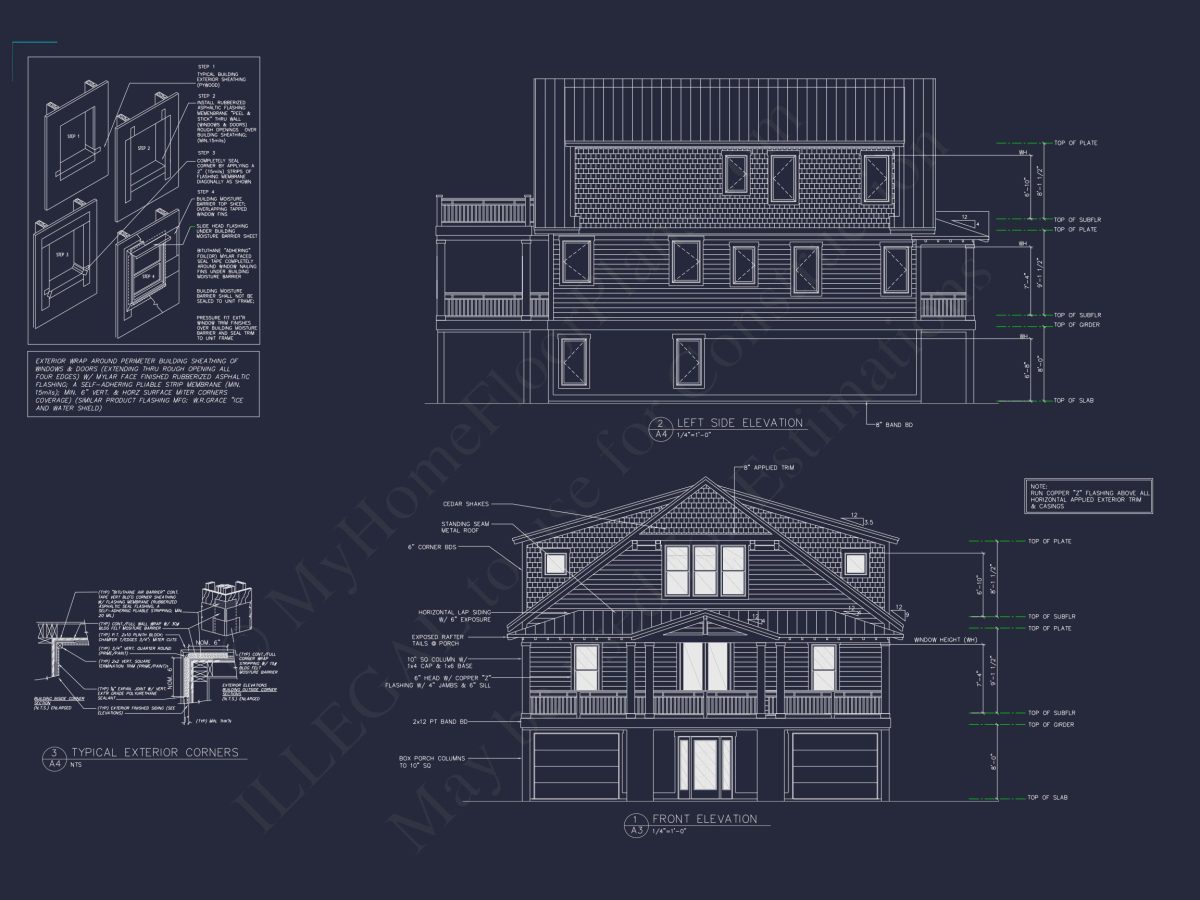 Modern Beach house Floor Plan with CAD Blueprint Designs