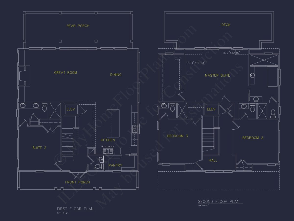 Modern Beach house Floor Plan with CAD Blueprint Designs