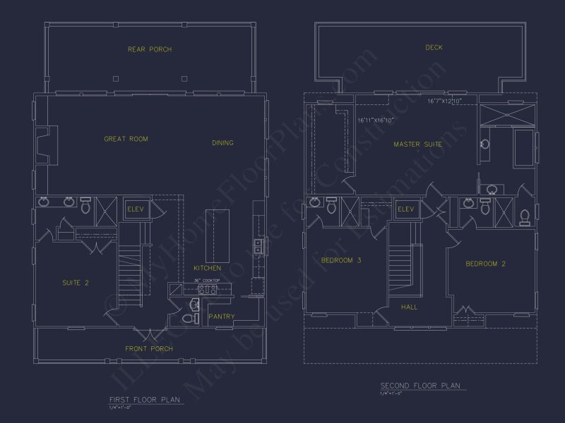 Modern Beach house Floor Plan with CAD Blueprint Designs