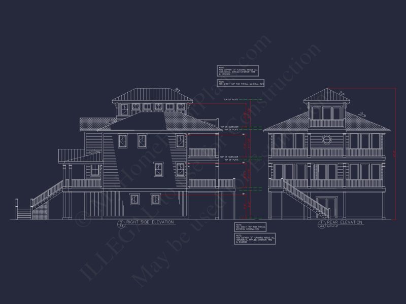 Modern Beach house Plan with 3 Floors and CAD Designs