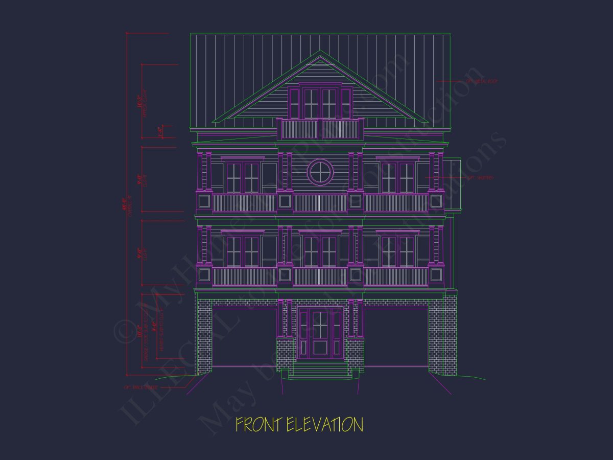 Modern Beach house Plan with 4 Floors, CAD Blueprint & Designs