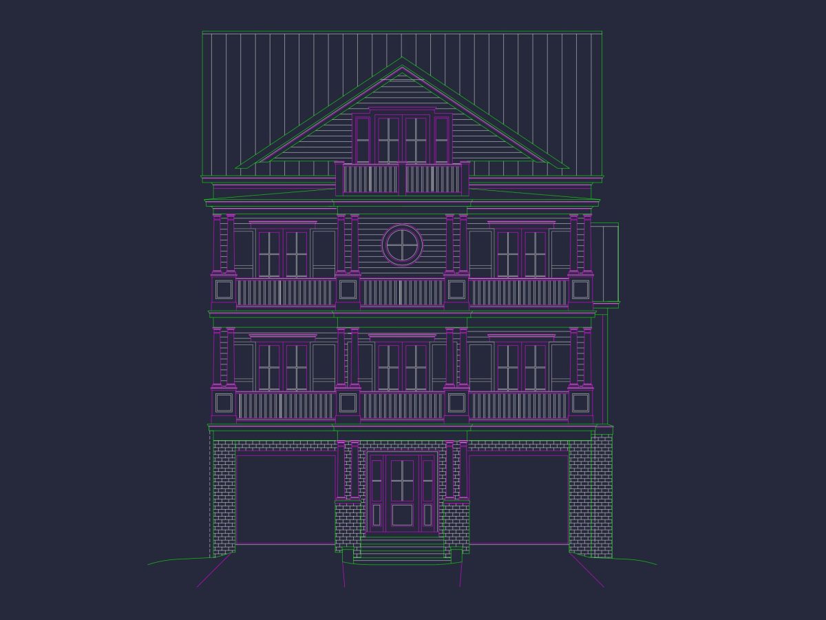 Modern Beach house Plan with 4 Floors, CAD Blueprint & Designs