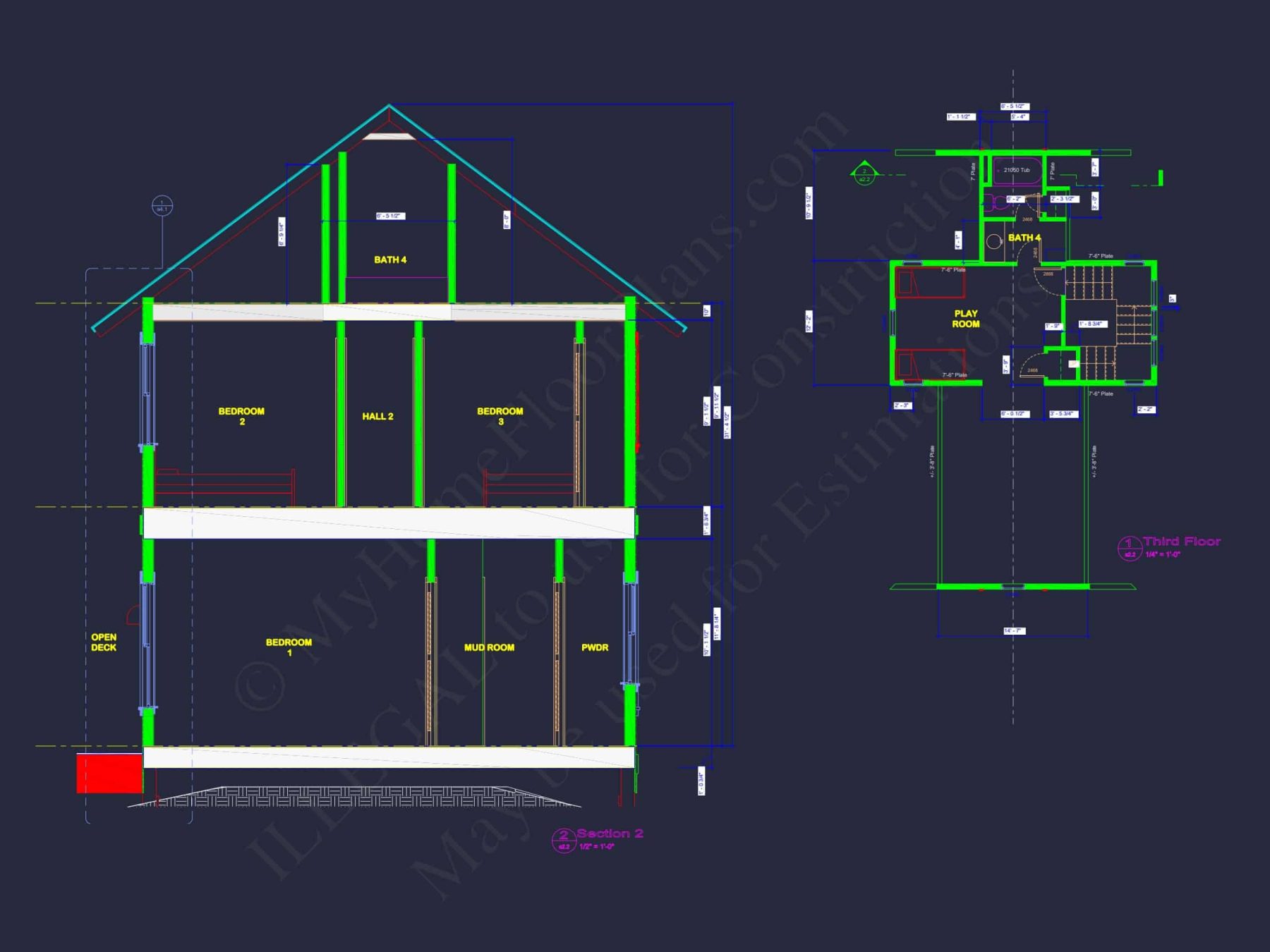 Modern Beach house Plan with CAD and Architectural Blueprints