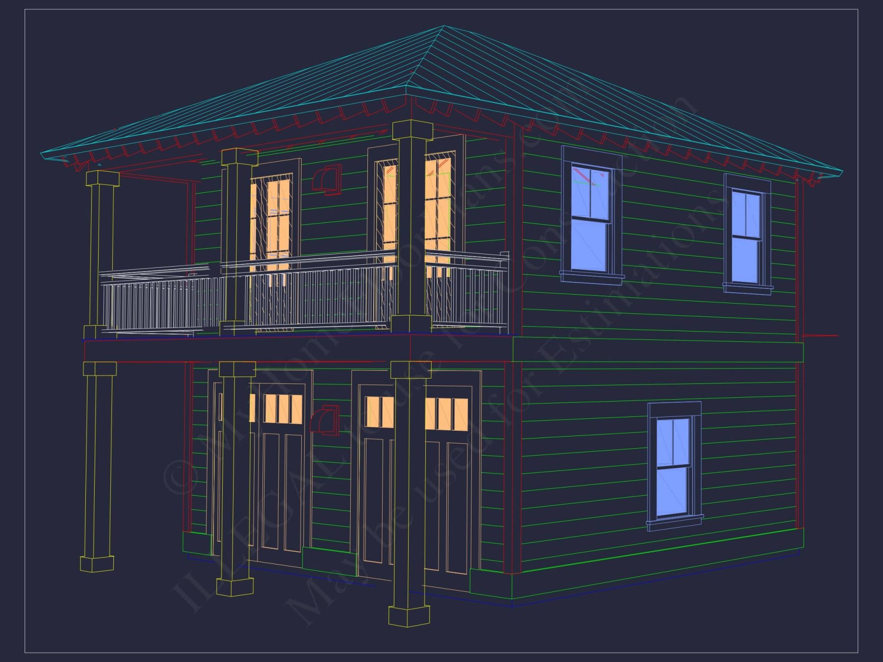 Modern Beach house Plan with CAD and Architectural Blueprints