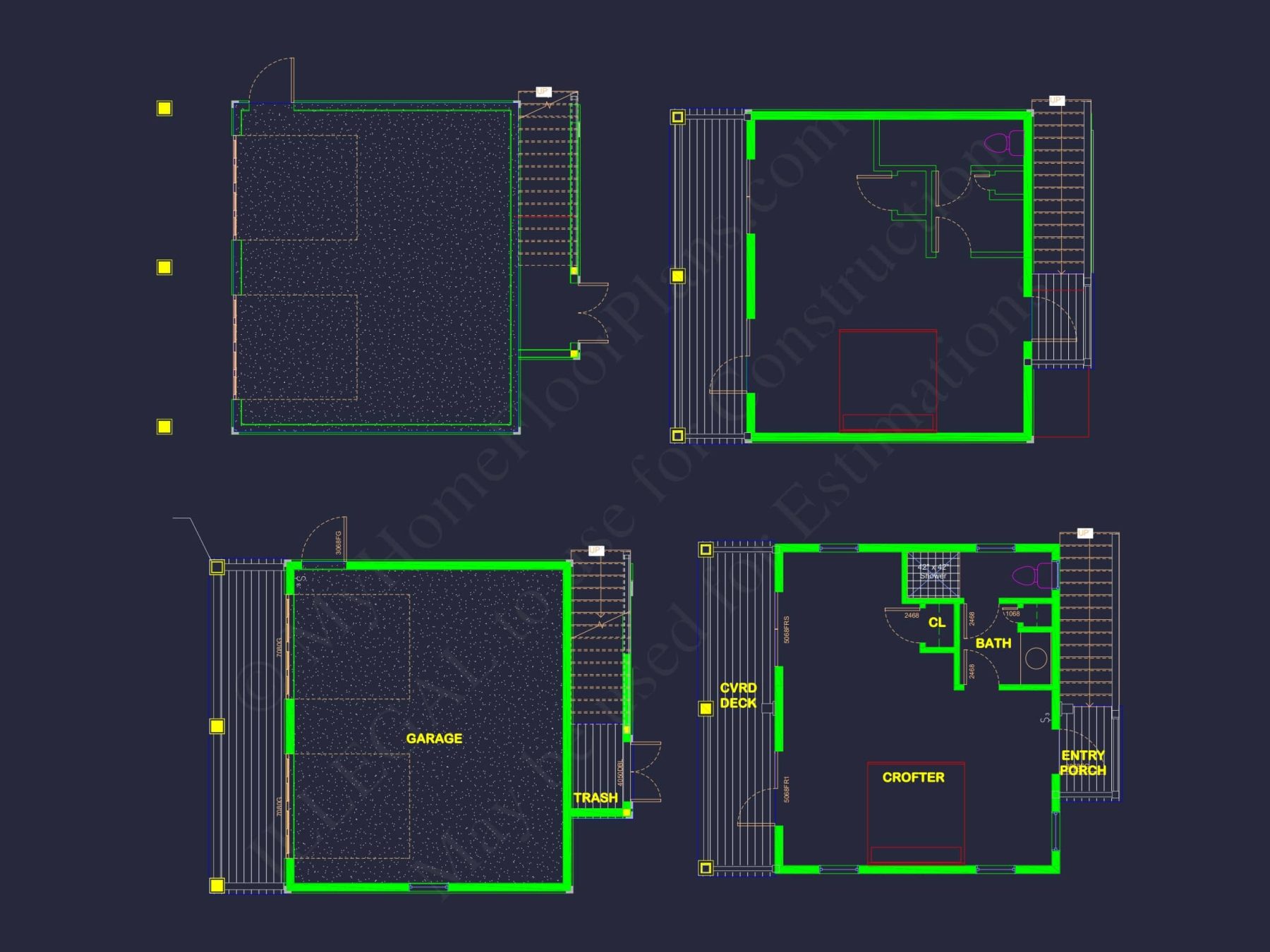 Modern Beach house Plan with CAD and Architectural Blueprints