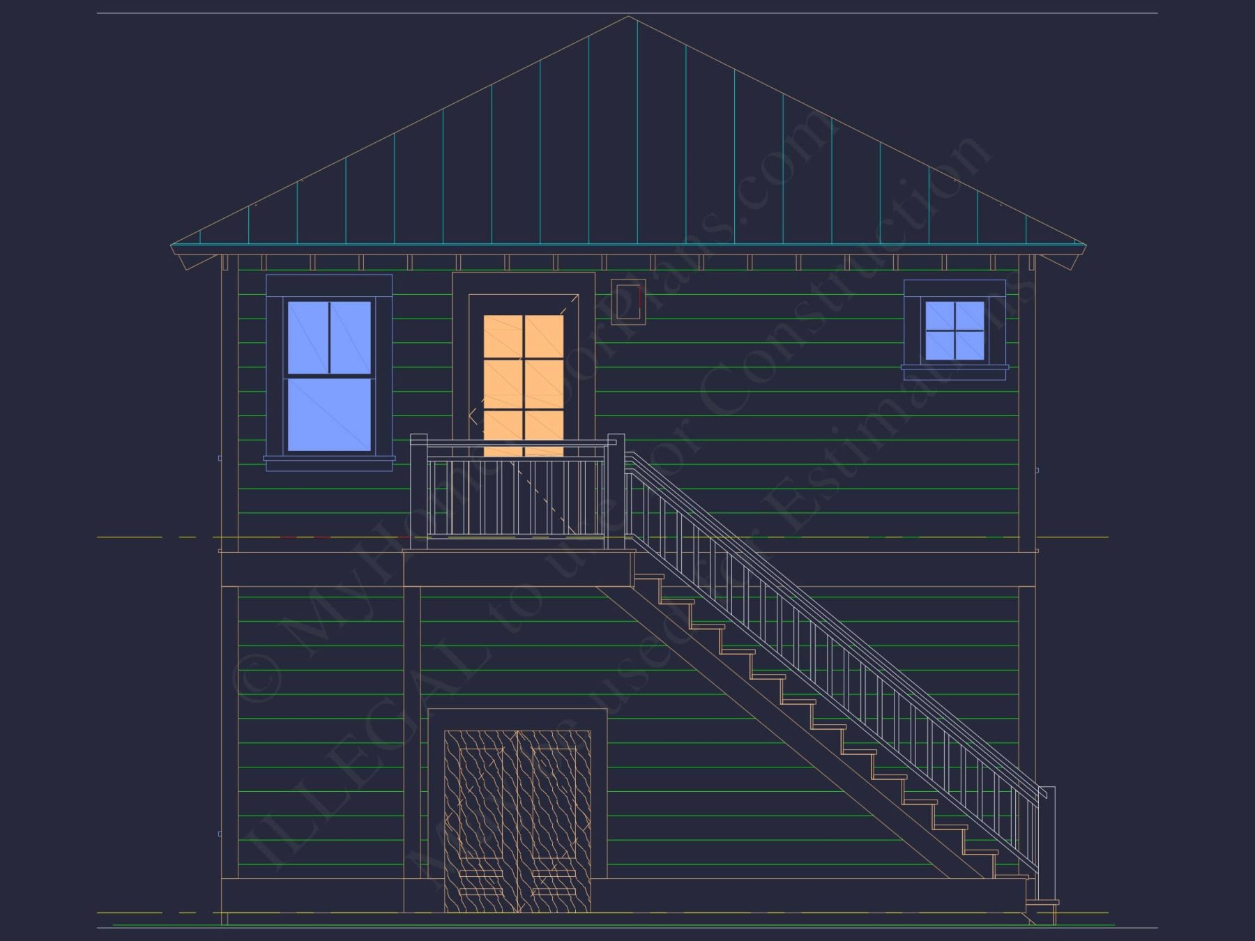 Modern Beach house Plan with CAD and Architectural Blueprints