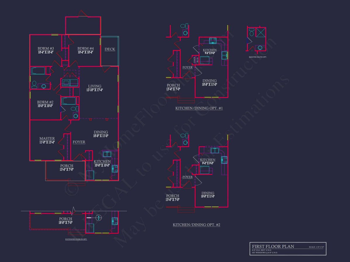 Modern Bungalow house Plan with 4 Bedrooms and CAD Designs