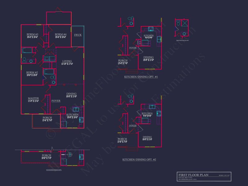 Modern Bungalow house Plan with 4 Bedrooms and CAD Designs