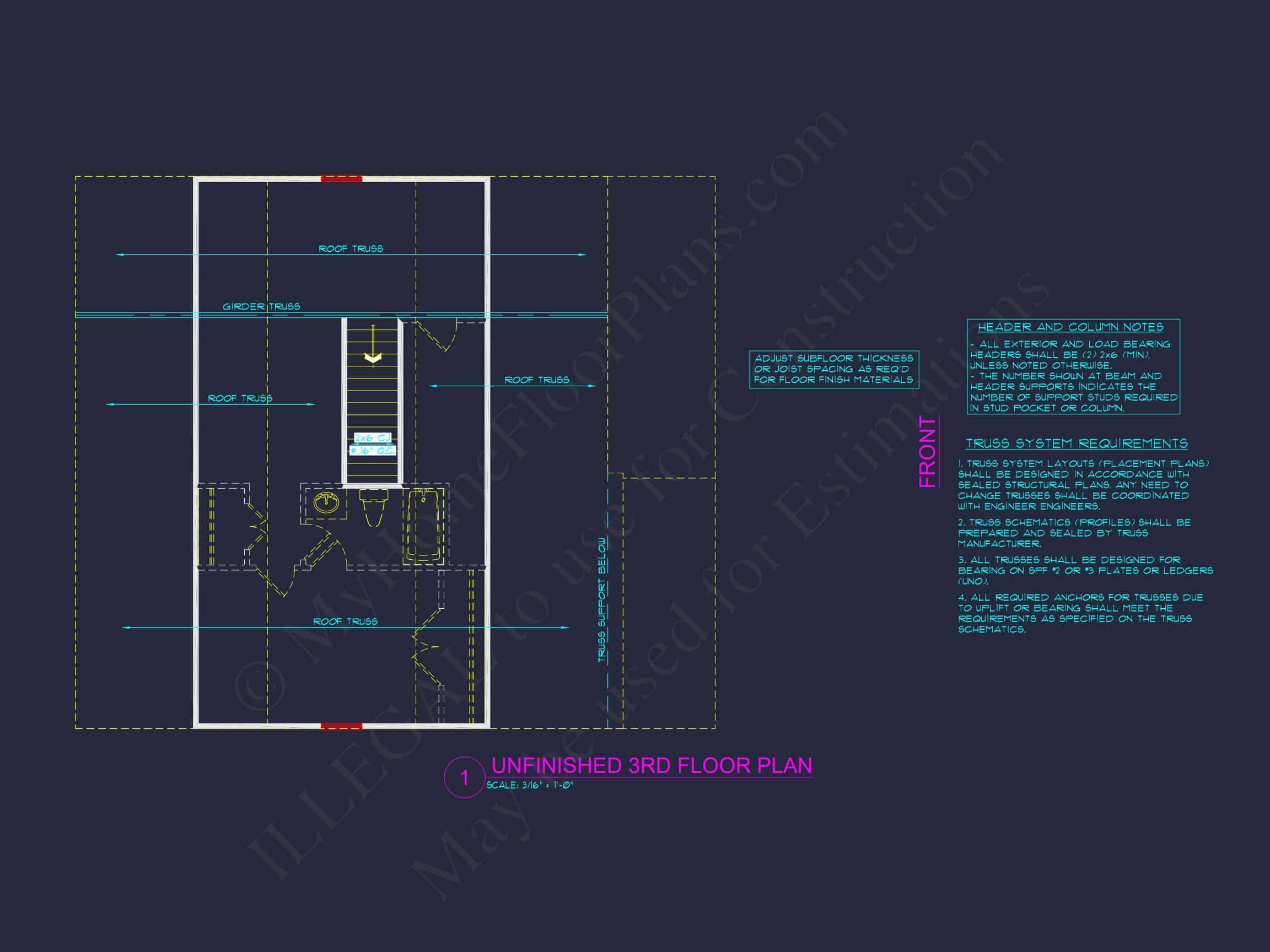 Modern CAD house Design Plan with 3 Bedrooms and 2.5 Bathrooms
