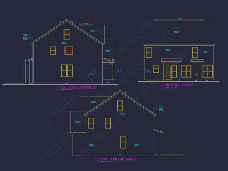 Modern CAD house Design Plan with 3 Bedrooms and 2.5 Bathrooms