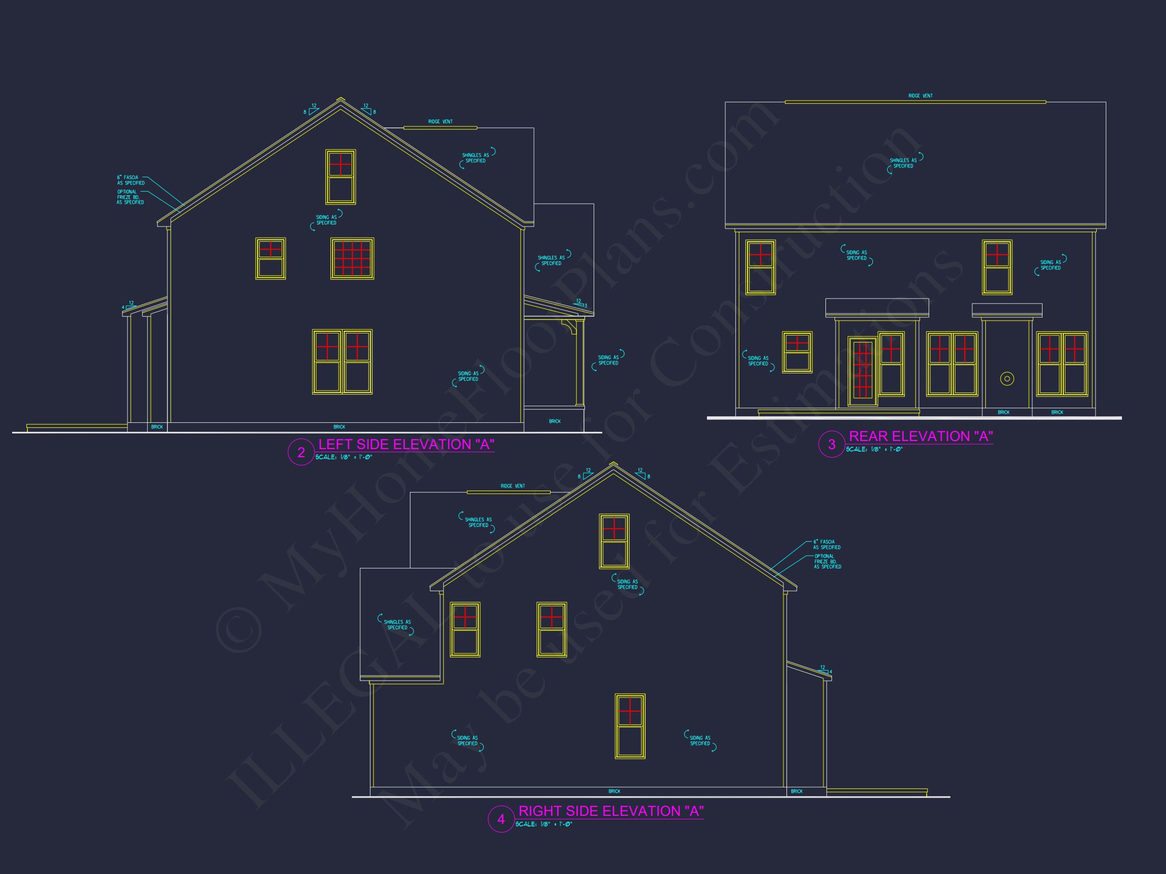 Modern CAD house Design Plan with 3 Bedrooms and 2.5 Bathrooms