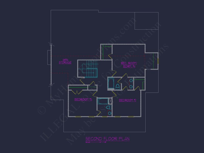 Modern CAD house Design with 4 Bedrooms & Floor Plan Details