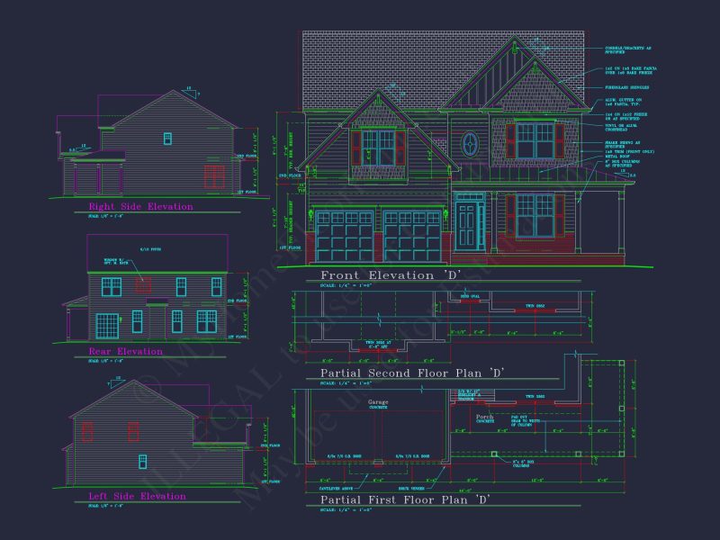 Modern CAD house Plan with 2-Story Design and Blueprint