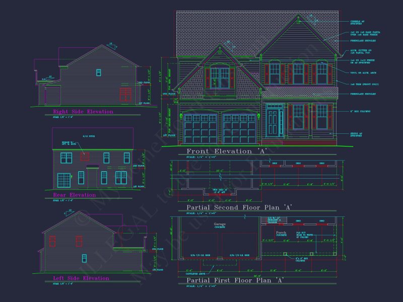 Modern CAD house Plan with 2-Story Design and Blueprint